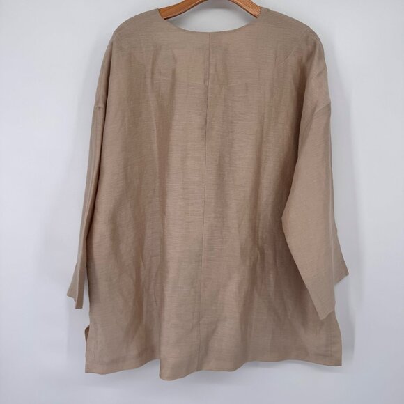 Modern Soul Womens Beige Linen Blend Jacket Pockets Unique Button Size Large - Picture 8 of 13